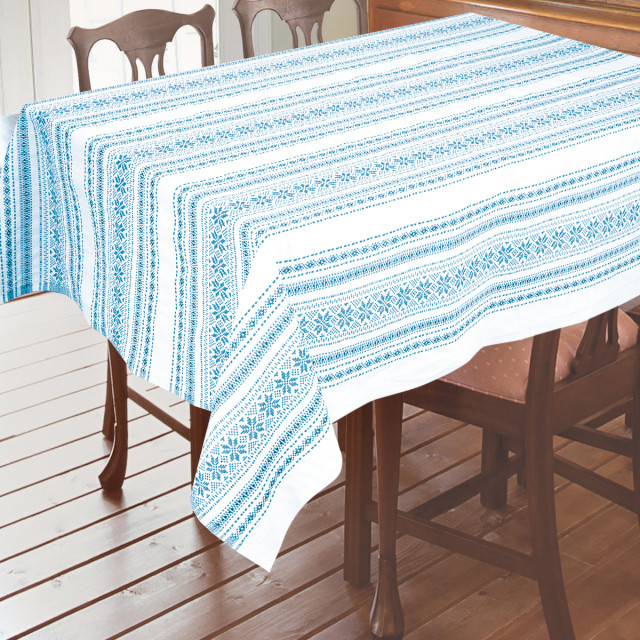 Obrus tkany z ornamentem niebieski TM Yaroslav